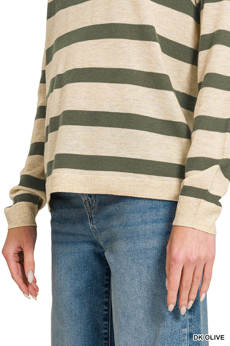 Olive & Oatmeal Stripe Sweater