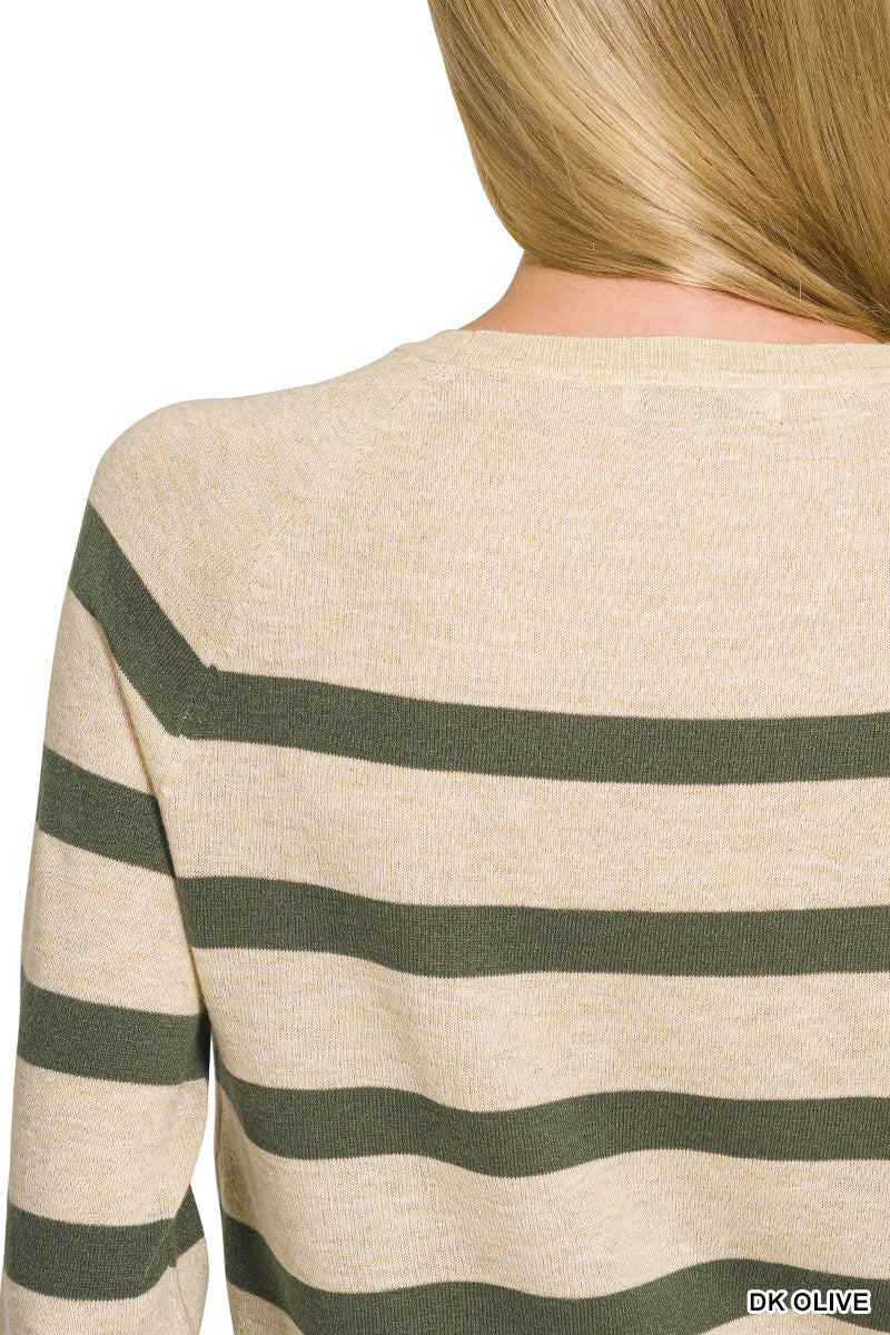 Olive & Oatmeal Stripe Sweater