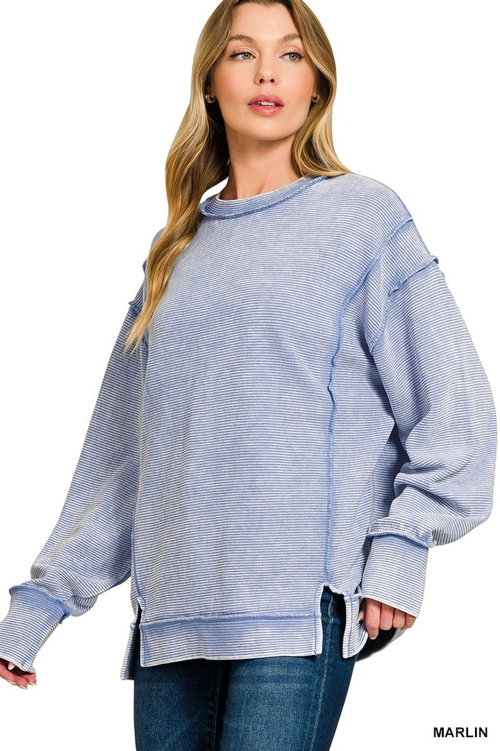 Acid Washed Double Ribbed Pullover