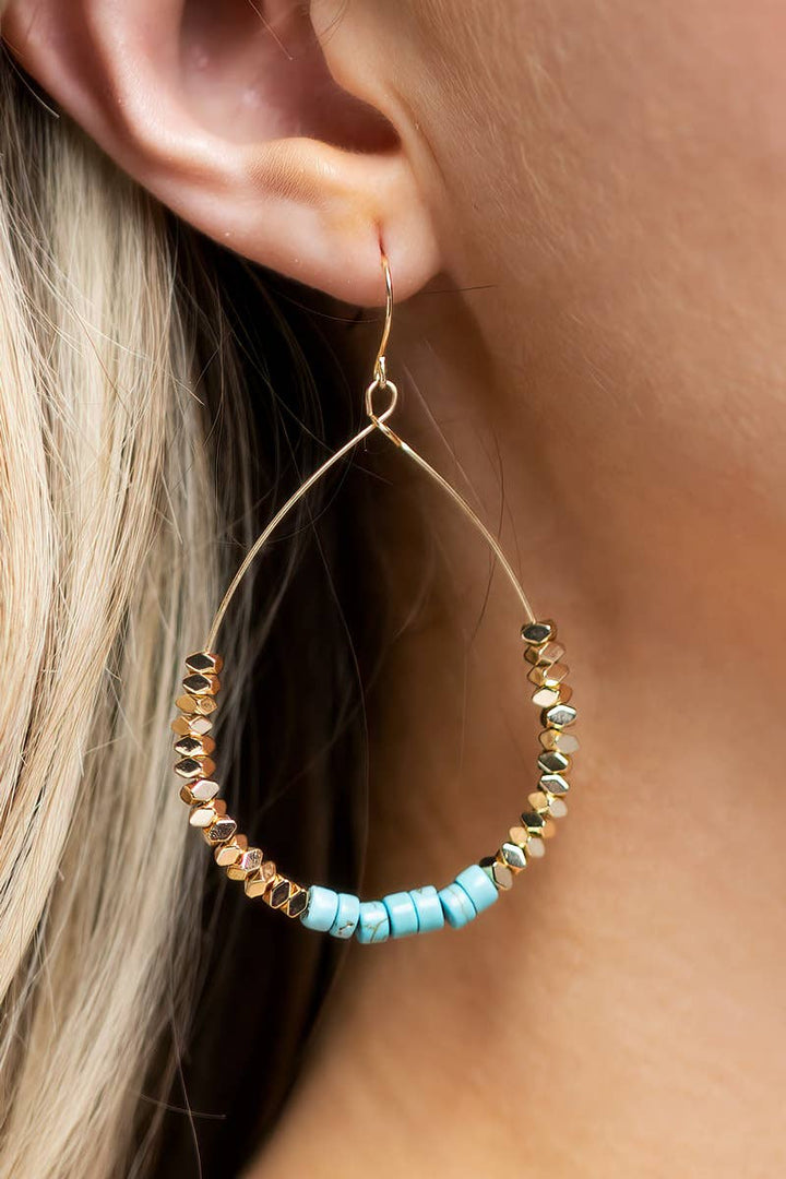 Metal and Natural Stone Earrings