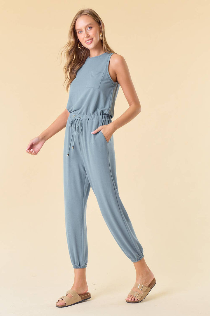 Back Placket Knit Jumpsuit