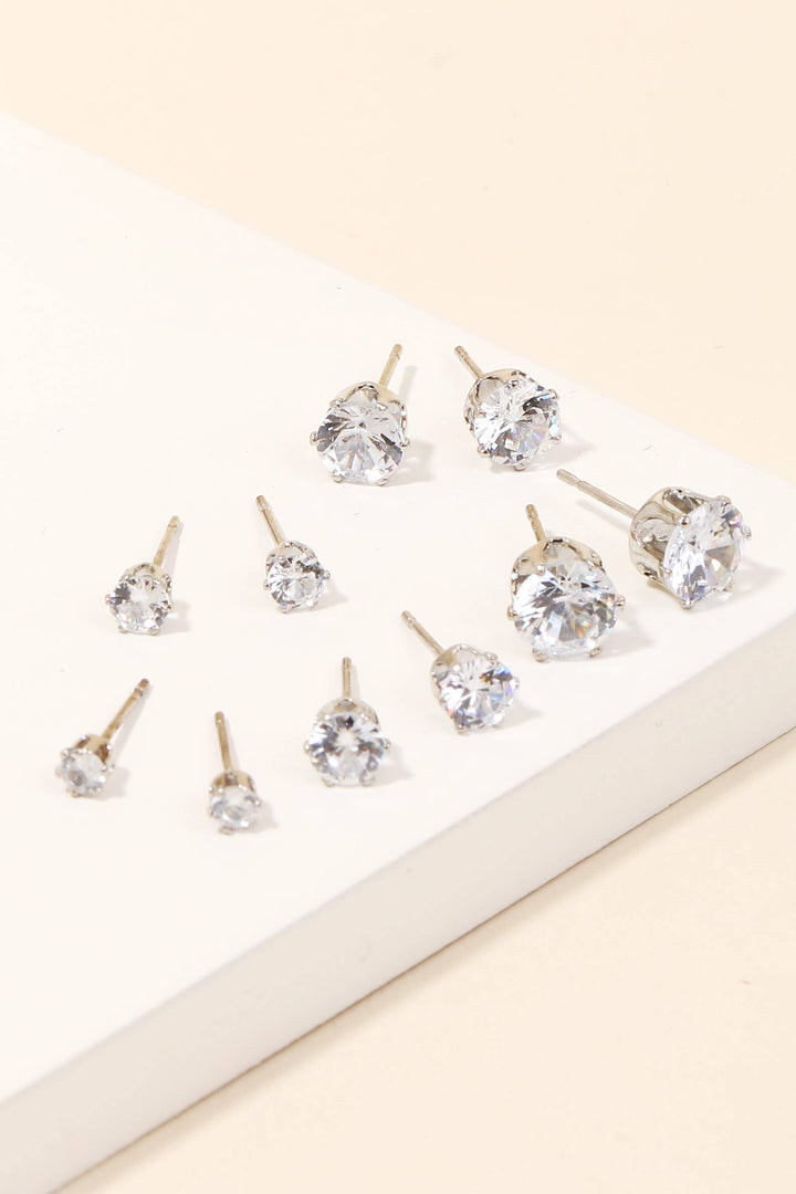 Rhinestone Stud Earrings Set