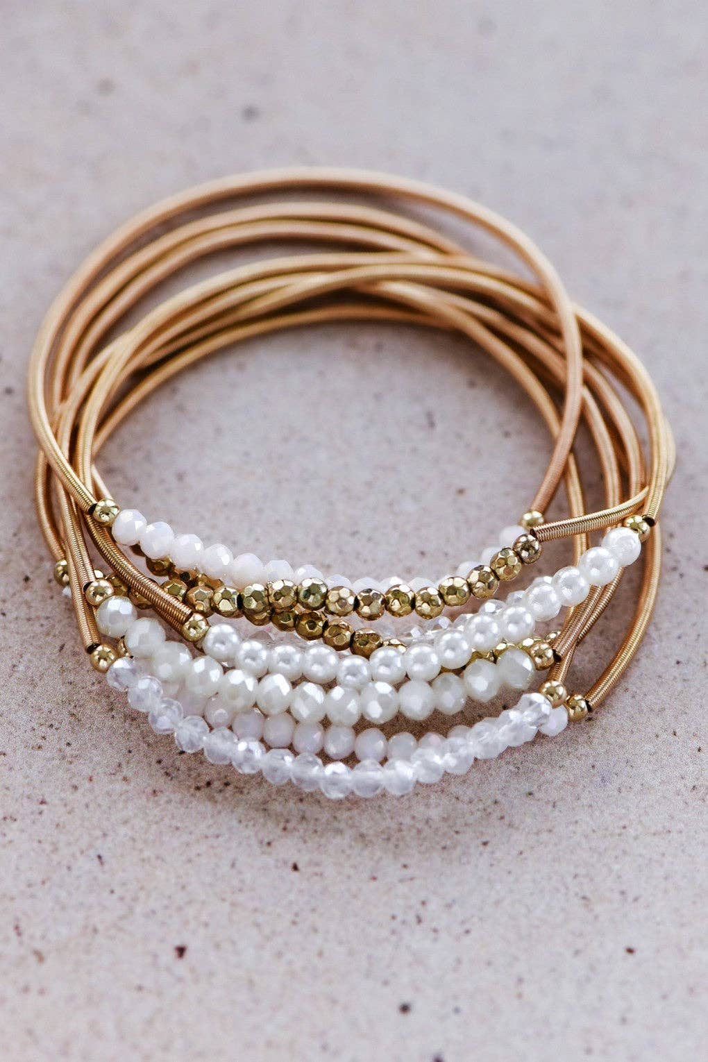 Boho Layered Spring Coil Guitar String Bracelet Set - 6961