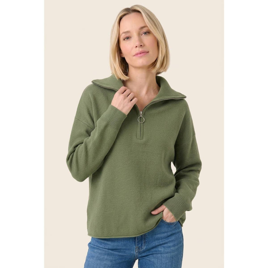 Mock Neck Half Zip Sweater