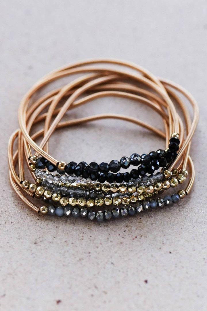 Boho Layered Spring Coil Guitar String Bracelet Set - 6962