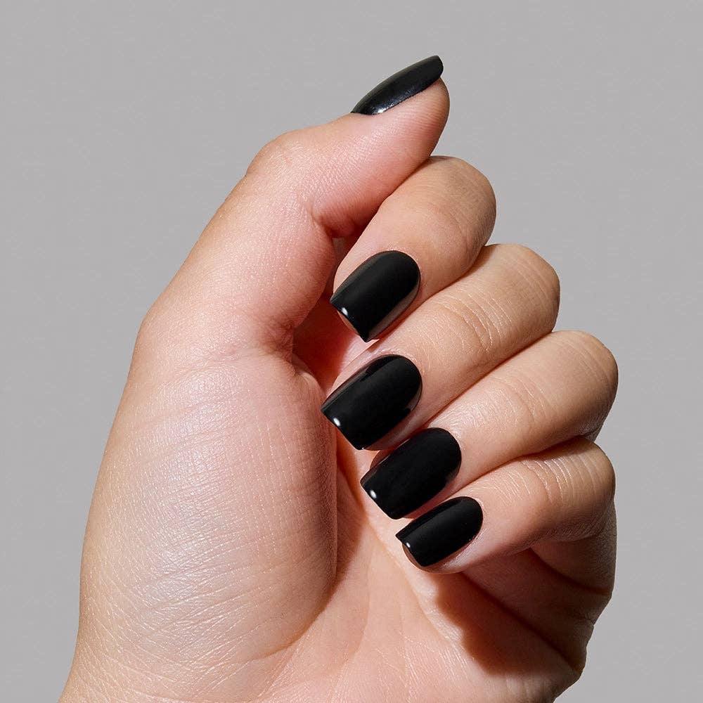 Jet Black Press-On Nails | Short Squoval | Fall Halloween