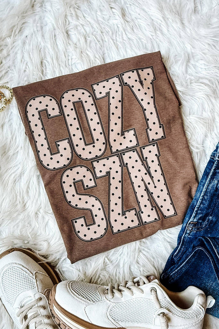 COZY SZN Dots Graphic Tee - Espresso