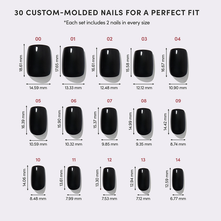 Jet Black Press-On Nails | Short Squoval | Fall Halloween