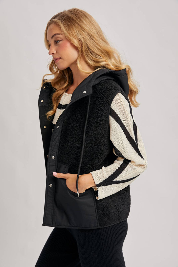 SHERPA FLEECE HOODED VEST