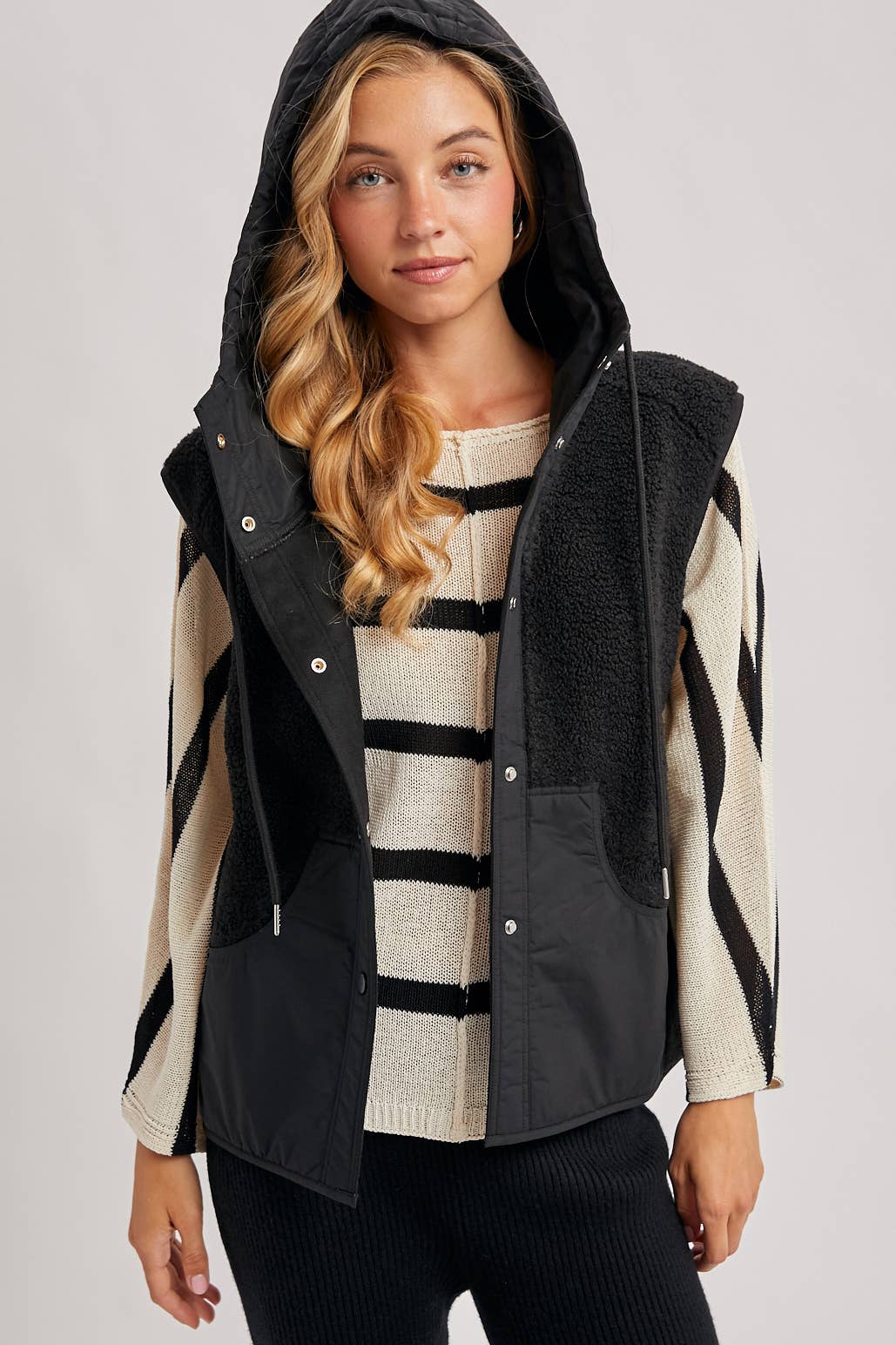 SHERPA FLEECE HOODED VEST