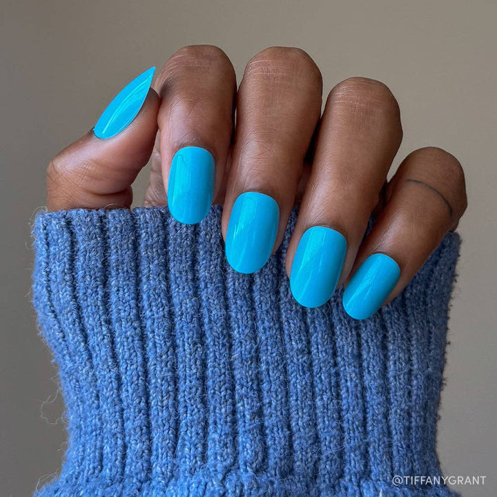 Azure Blue Press-On Nails | Short Round Length | Solid Nails