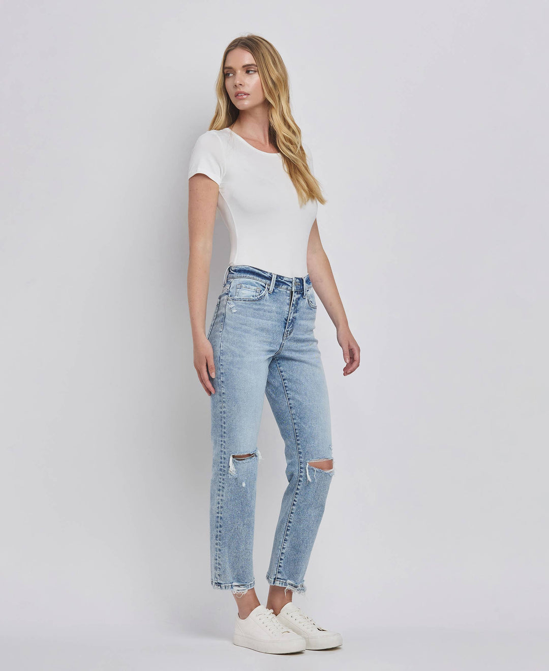 Kim Distressed Crop Leg Jeans