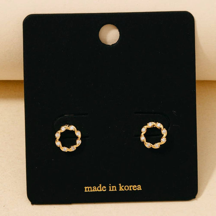 Mini Twisted Hoop Stud Earrings
