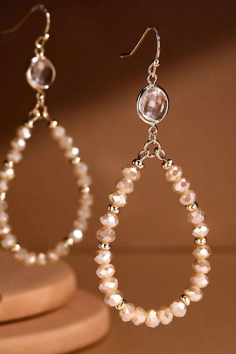 Glass Bead Teardrop Earrings