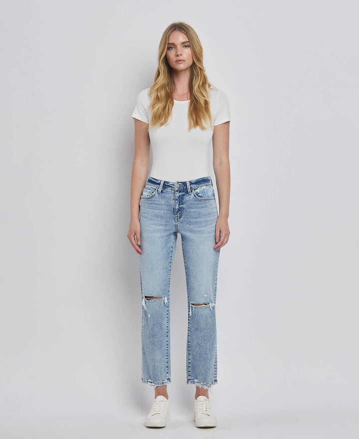 Kim Distressed Crop Leg Jeans