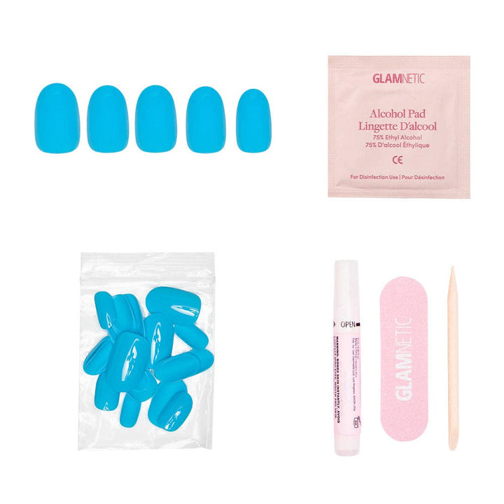 Azure Blue Press-On Nails | Short Round Length | Solid Nails
