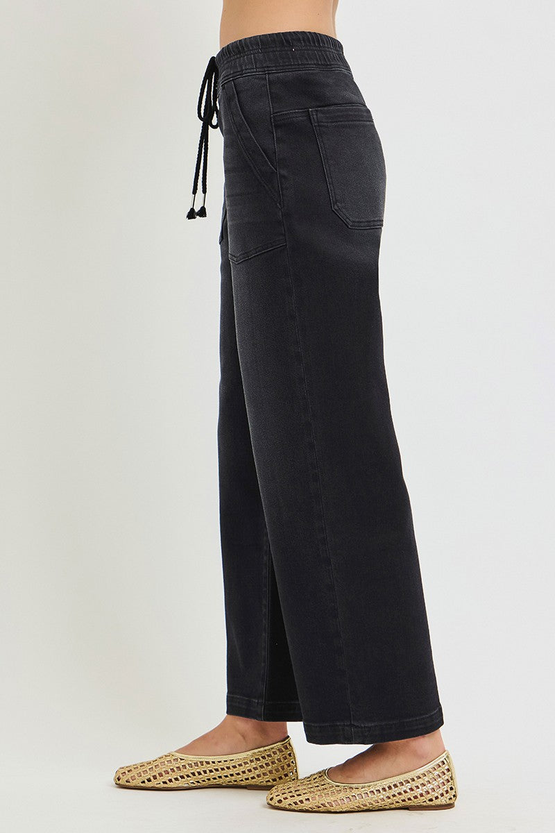 Elastic Baggy Patch Pocket Jeans