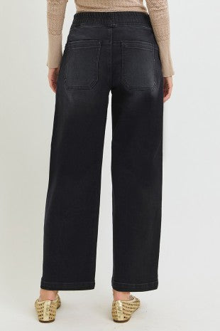 Elastic Baggy Patch Pocket Jeans