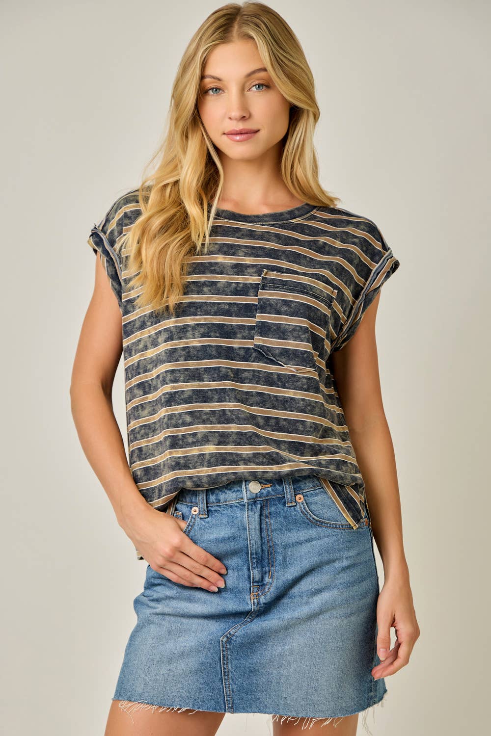 Washed Slouchy Essential Stripe Tee