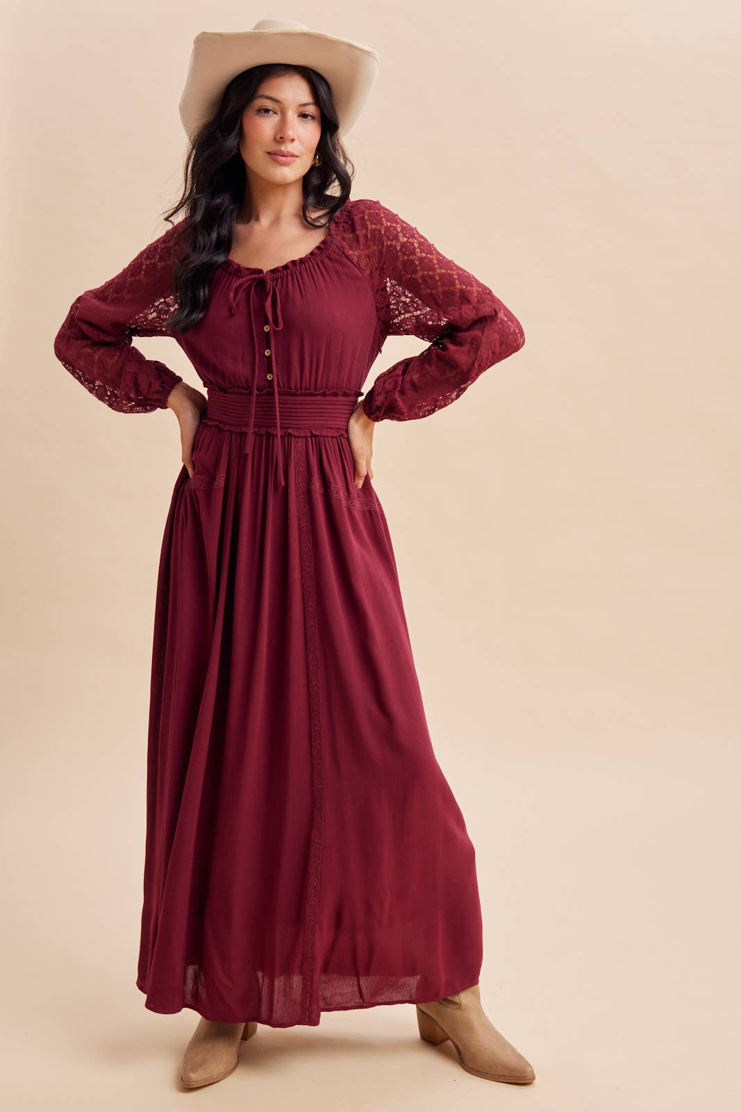 Lace Sleeve Maxi Dress