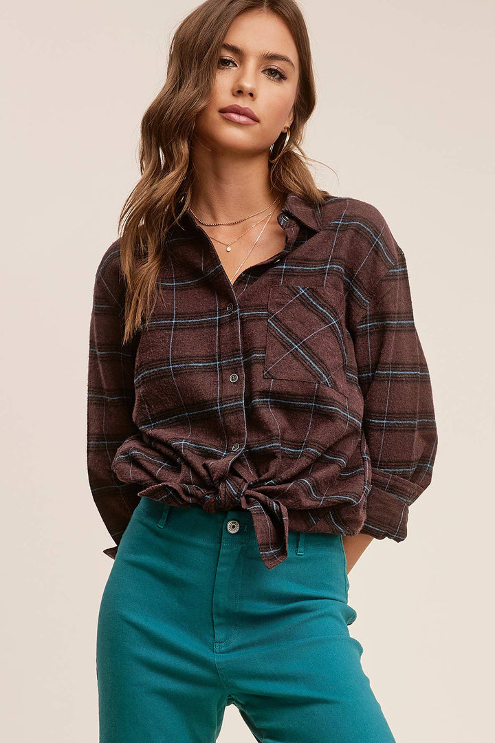 Dark Brown Plaid Flannel