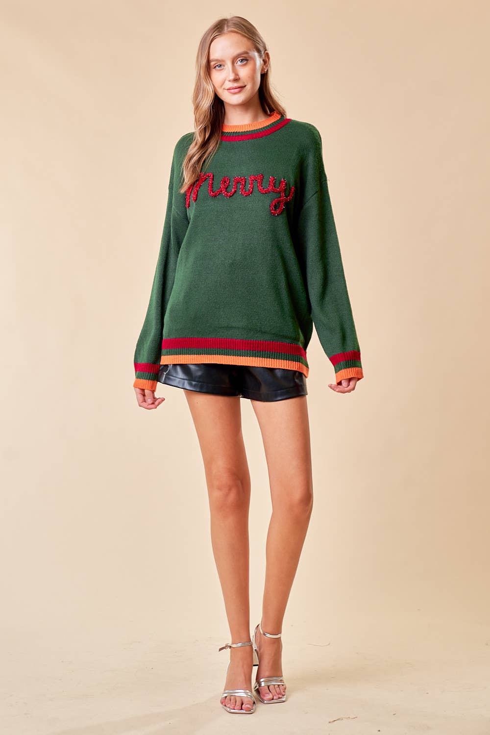 Merry Metalic Embroidered Sweater