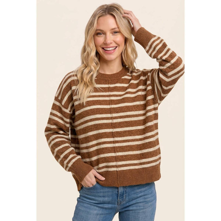 DOUBLE STRIPED OVERSIZE SWEATER
