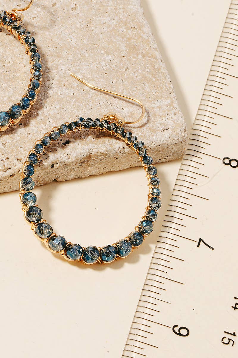 Seed Beads & Faceted Gems Hoop Earrings