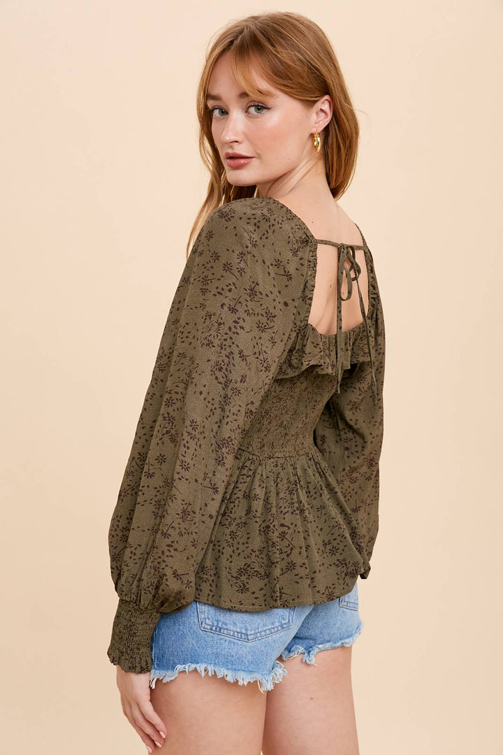 Viscose Smocked Ruffled Top