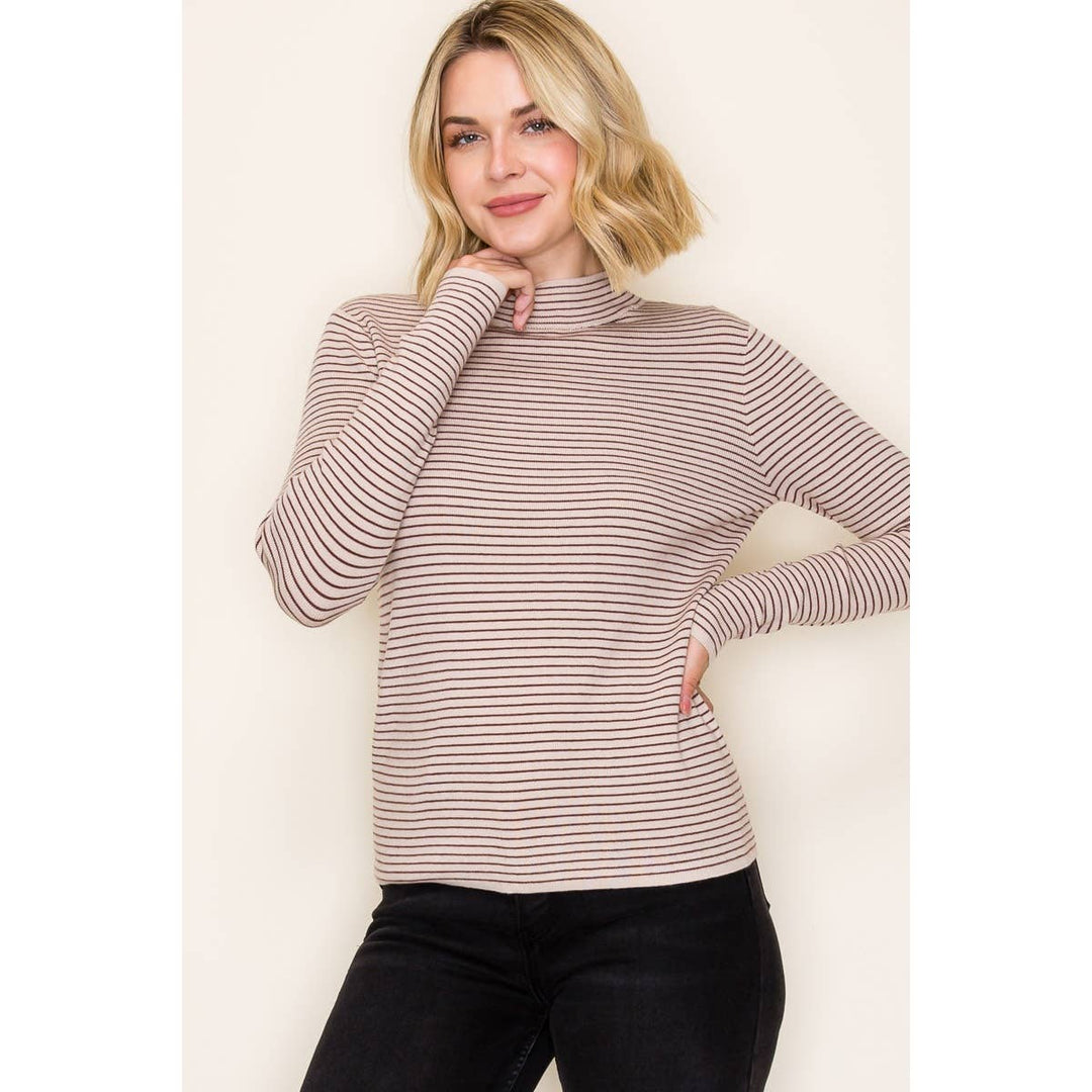 Mock Neck Pinstripe Sweater