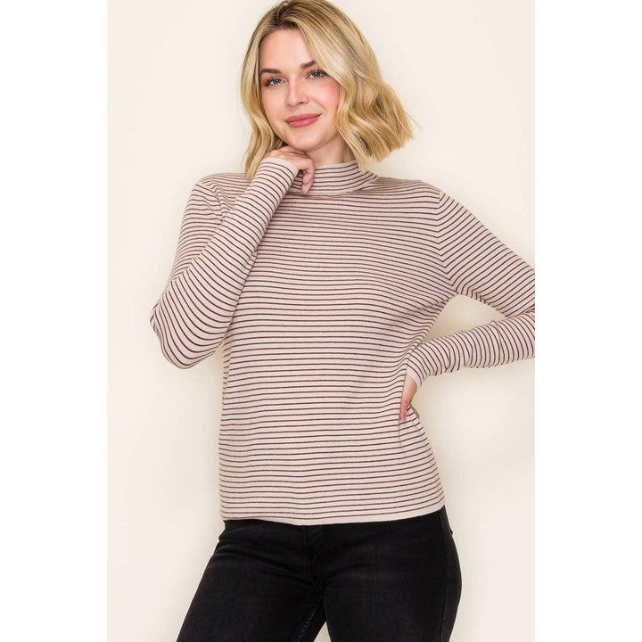 Mock Neck Pinstripe Sweater