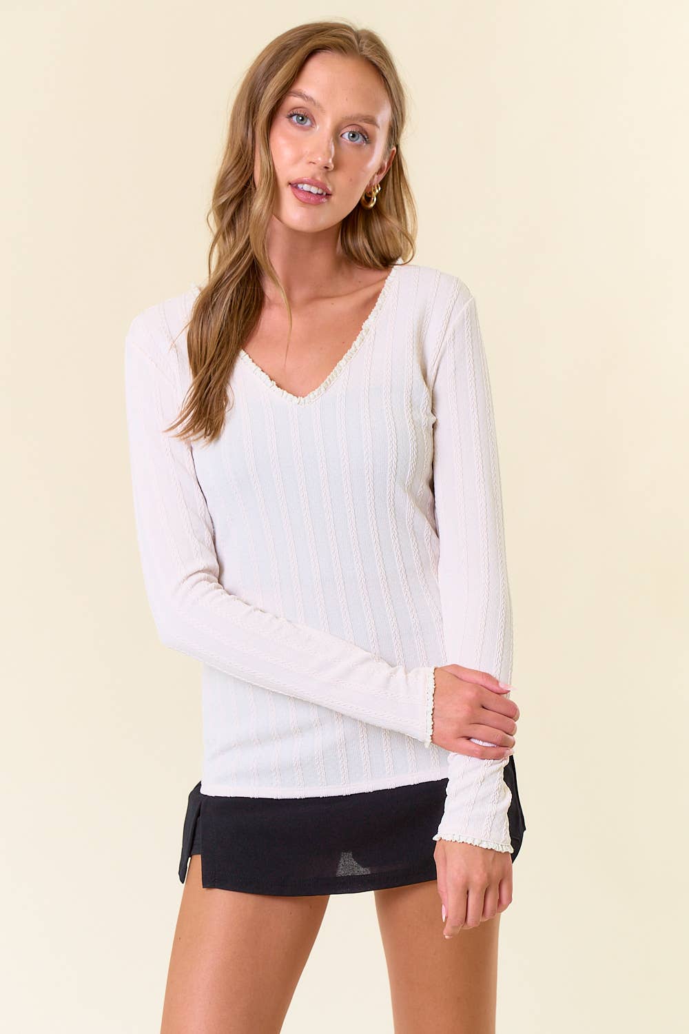 Celina Lace Trimmed Long Sleeve