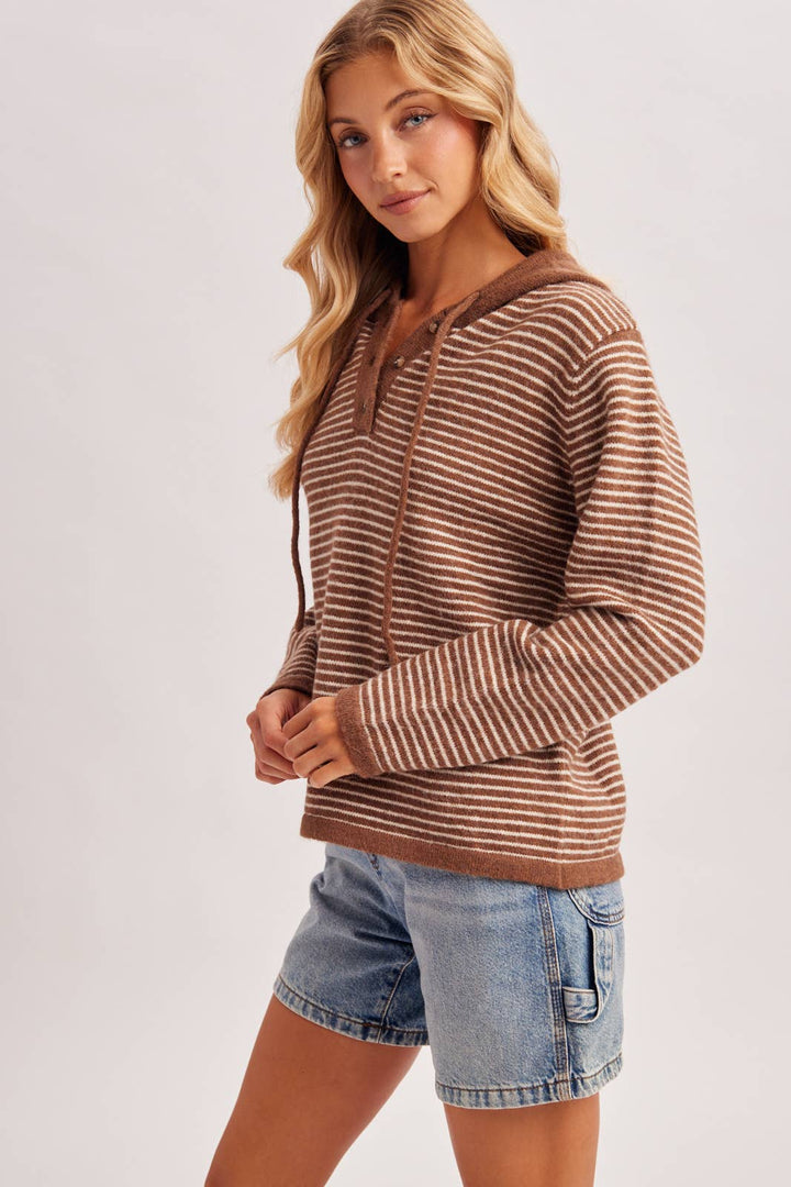 HENLEY SWEATER WITH HOODIE