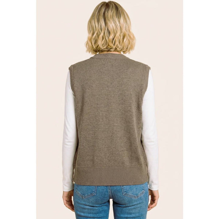CREW NECK BUTTON DOWN SWEATER VEST