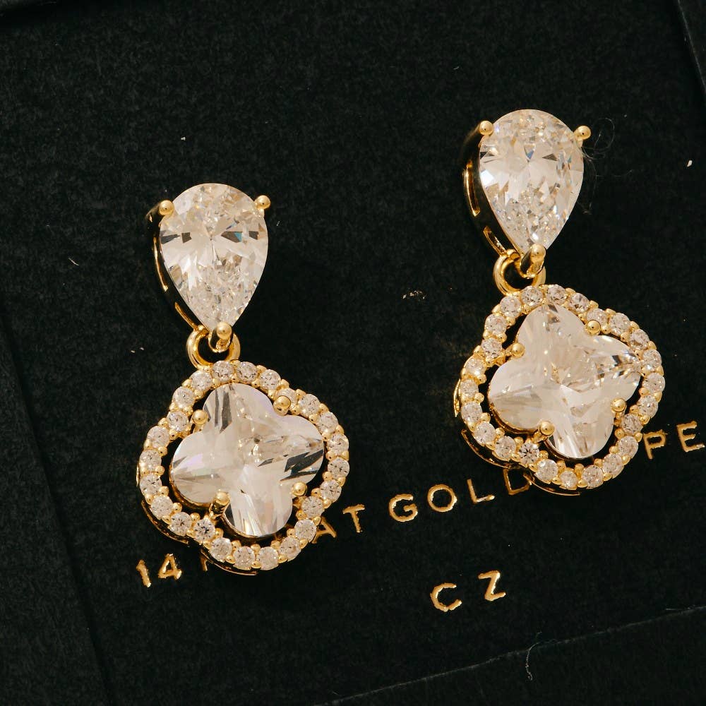 Halo Clover Teardrop Dangle