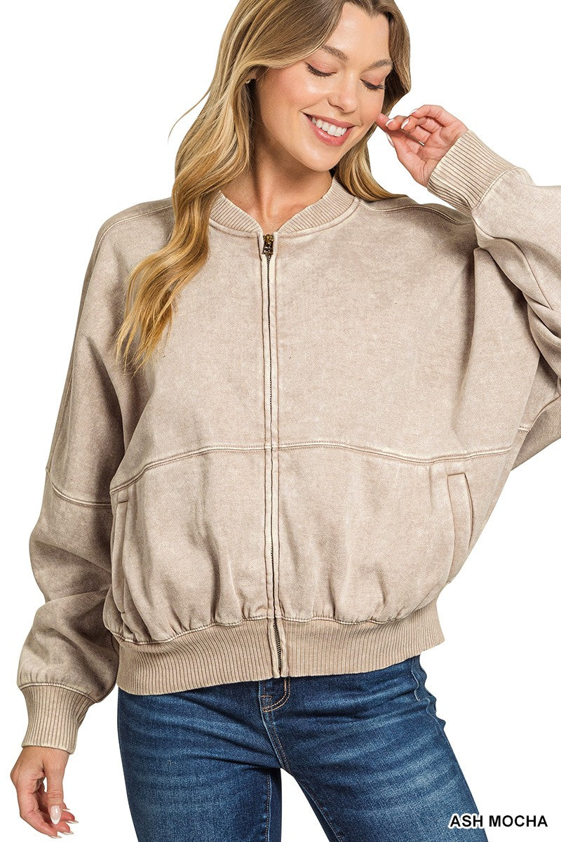 Acid Washed Fleece Jacket