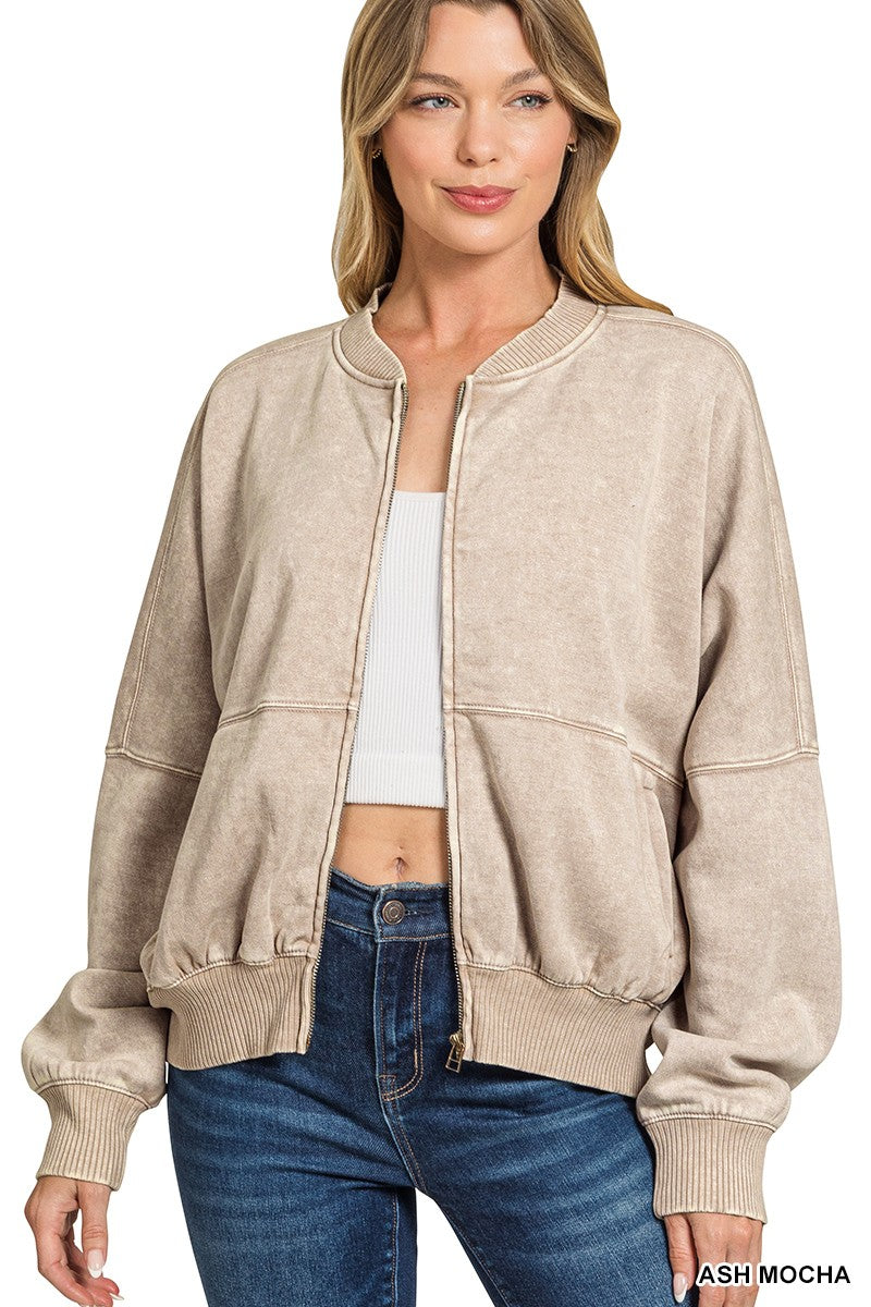Acid Washed Fleece Jacket