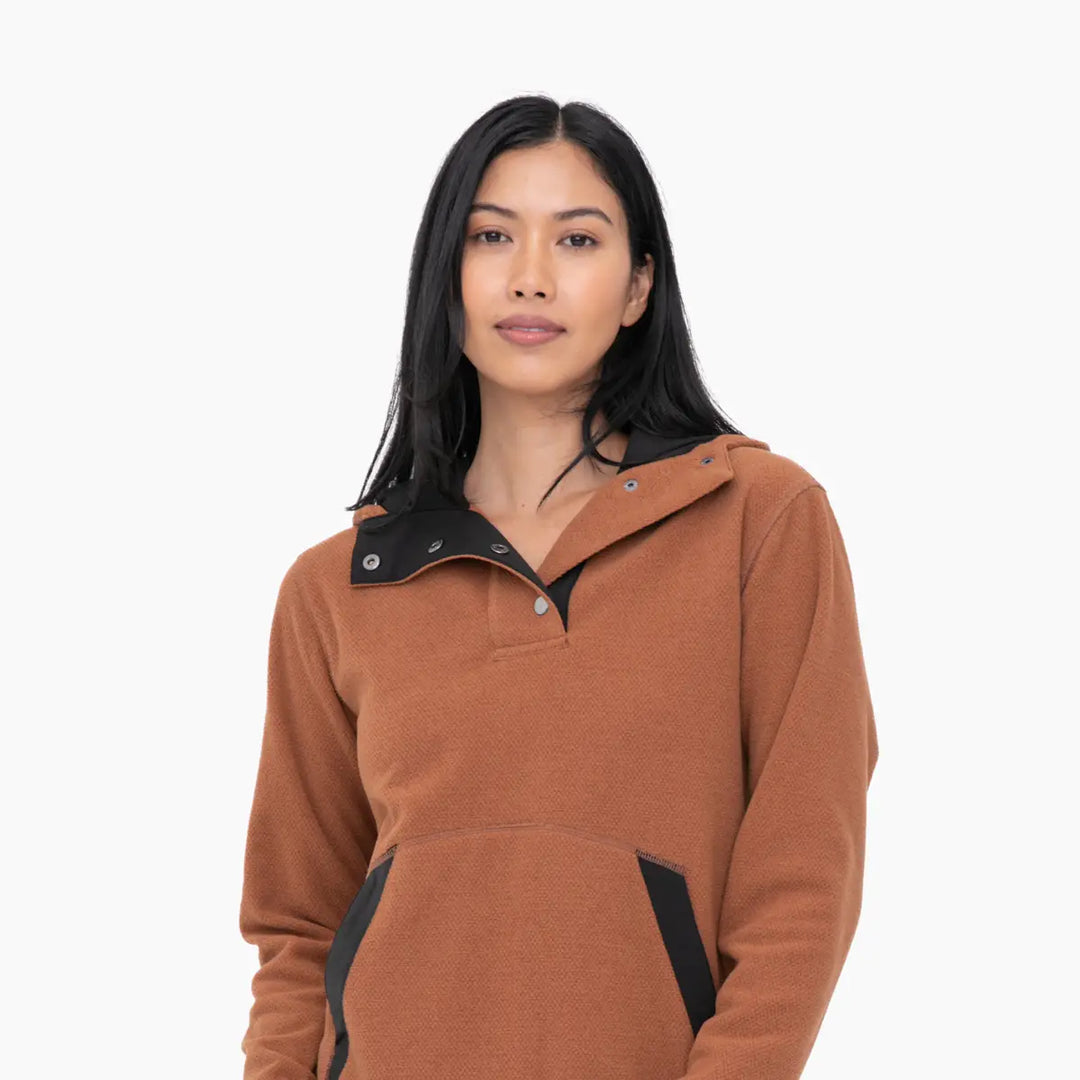 Textured Fleece Hooded Pullover