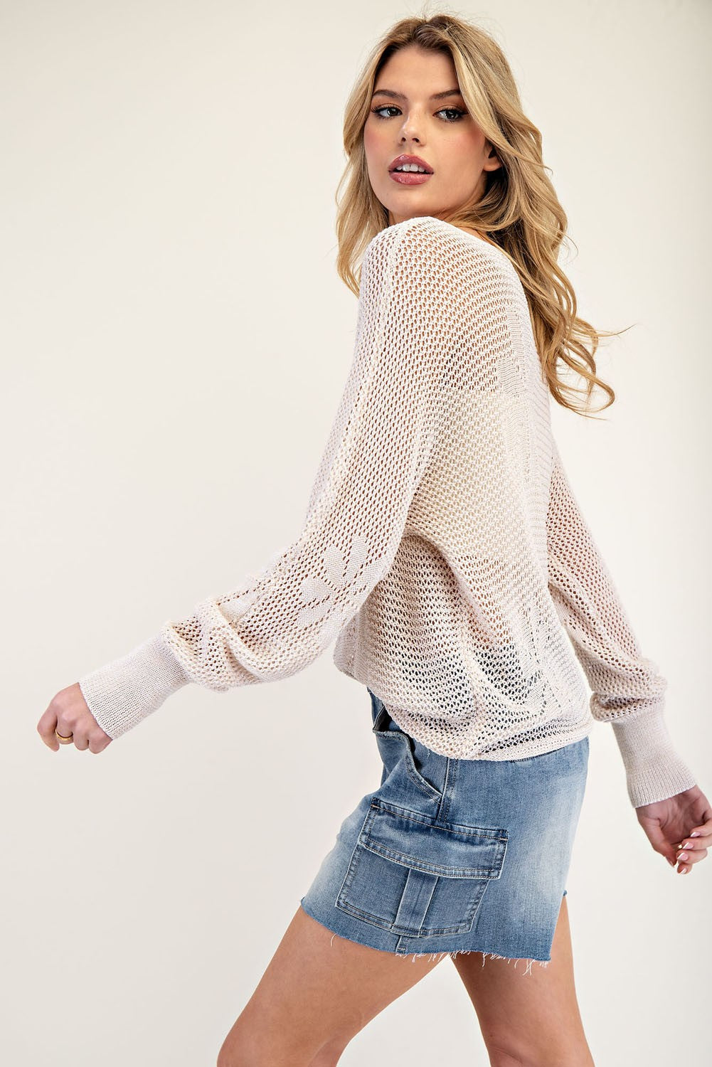 Flower Crochet Knit Sweater