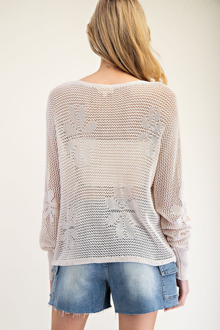 Flower Crochet Knit Sweater