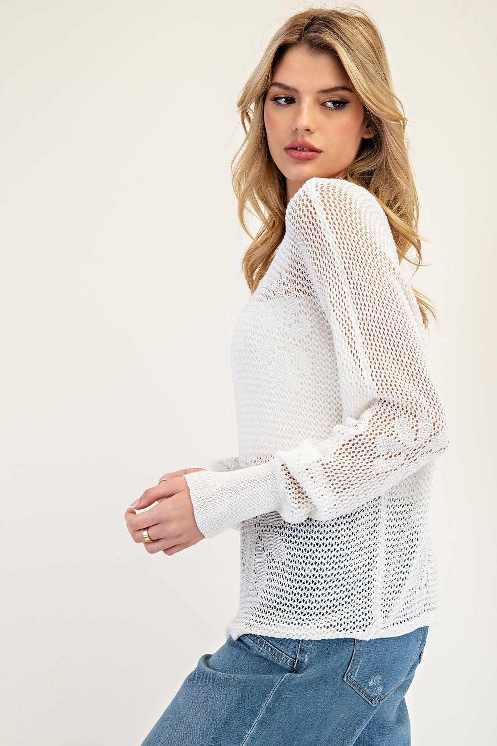 Flower Crochet Knit Sweater
