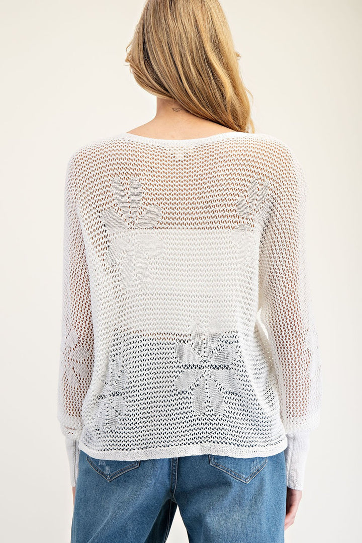 Flower Crochet Knit Sweater