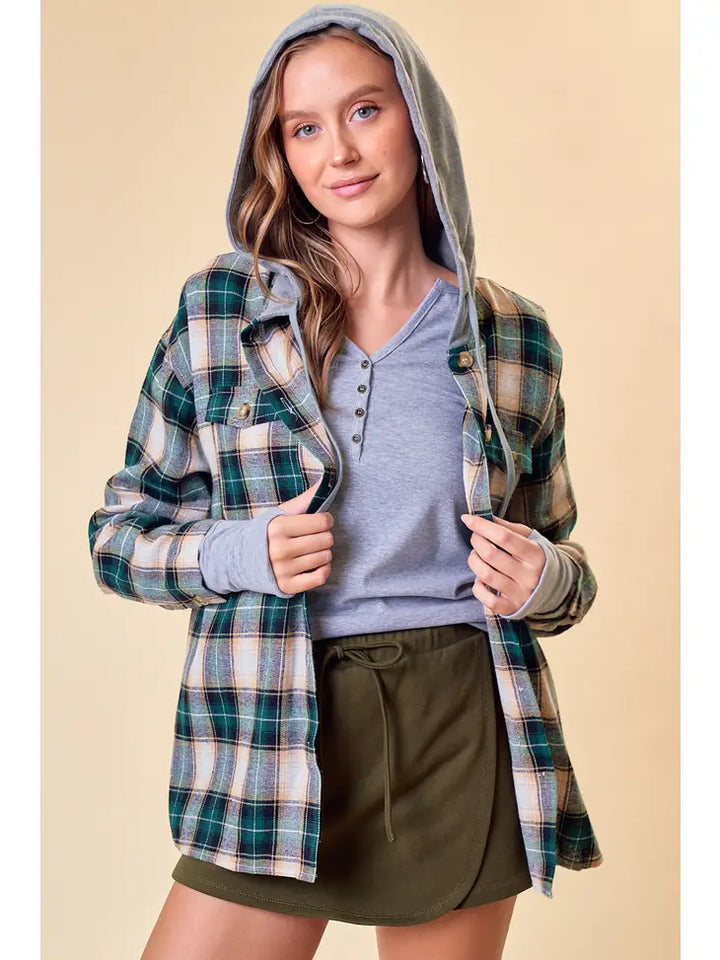 Hooded Plaid Shirt