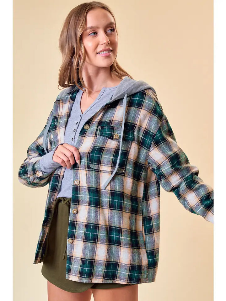 Hooded Plaid Shirt