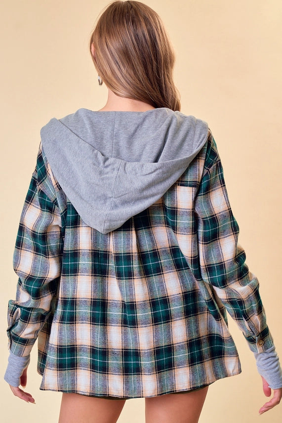 Hooded Plaid Shirt