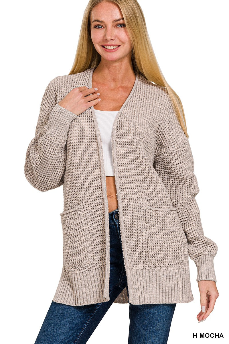Waffle Open Cardigan