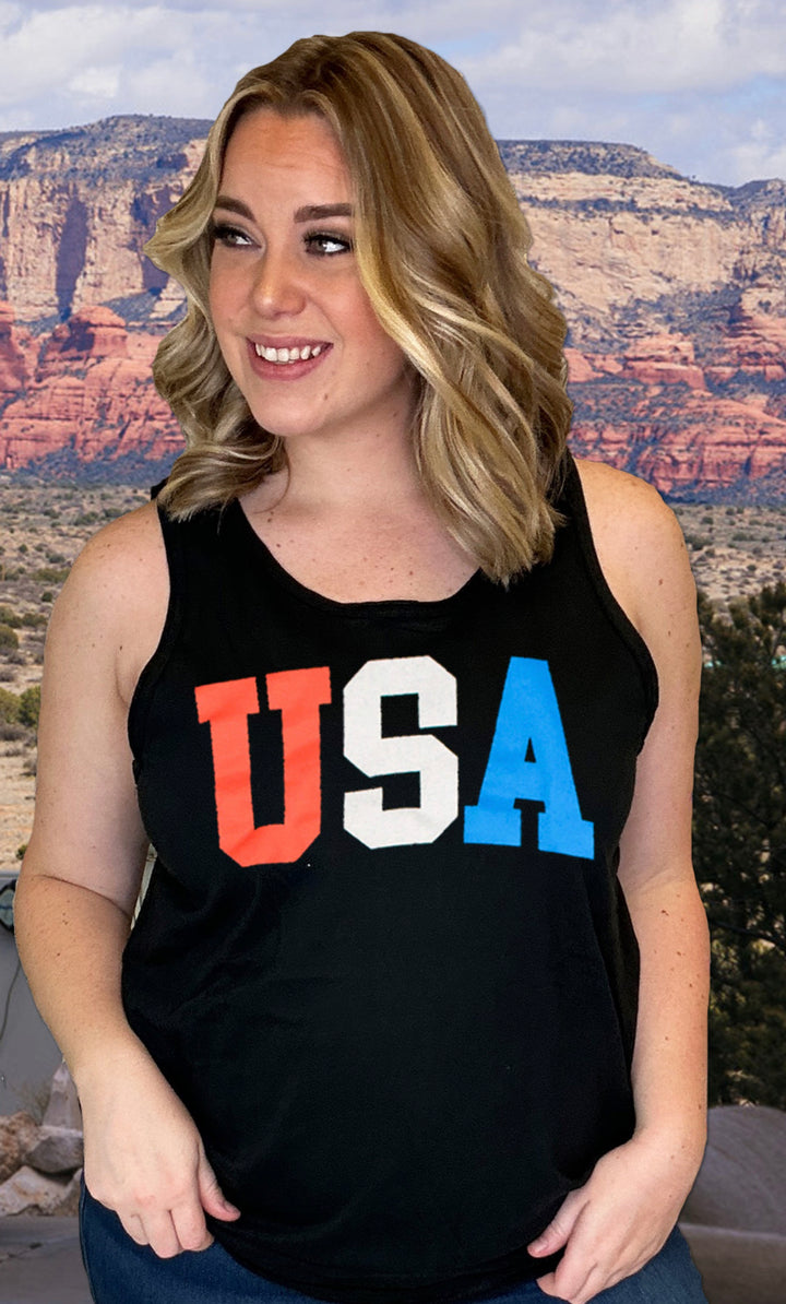 Black USA Graphic Top