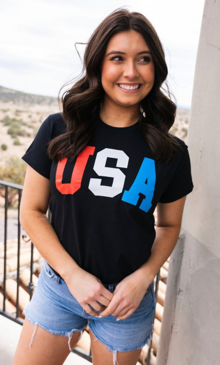 Black USA Graphic Top