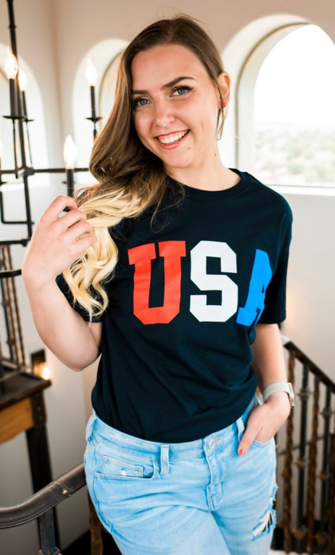 Black USA Graphic Top