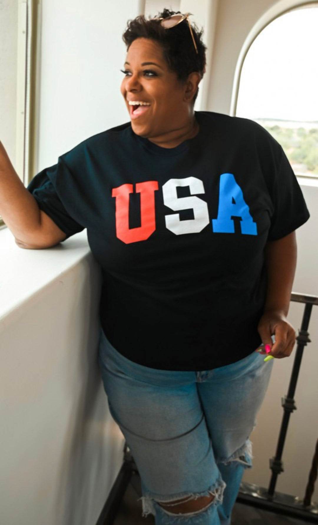 Black USA Graphic Top